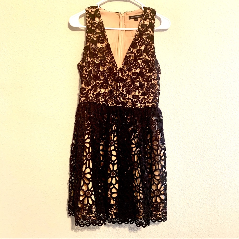 French Connection Crochet V Neck Dress